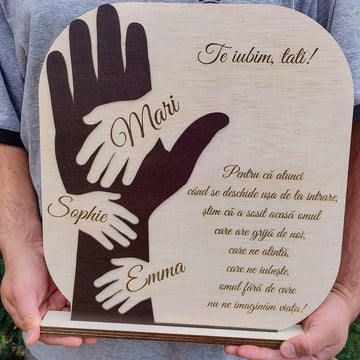 Cadou pentru tata - Placheta din lemn pentru tata cu NUME GRAVAT 40 cm