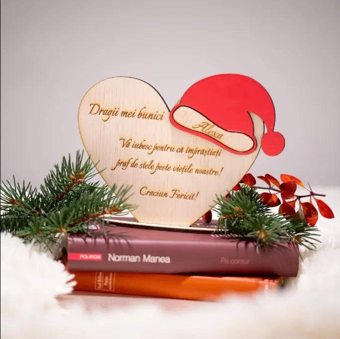 Placheta lemn gravata cadou bunici personalizata cu nume