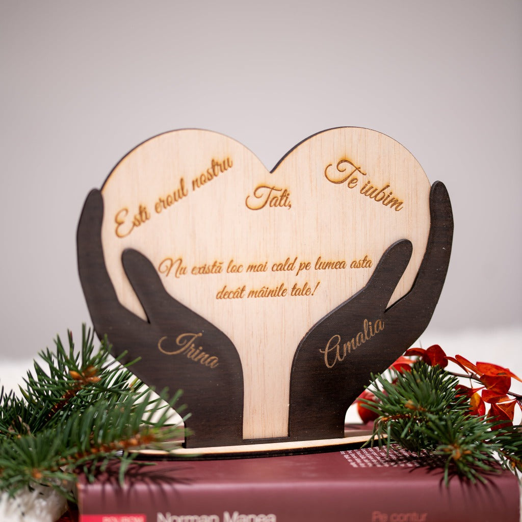 Cadou pentru tata - Placheta din lemn 2m3 - cu nume personalizat - Cadouri Originale