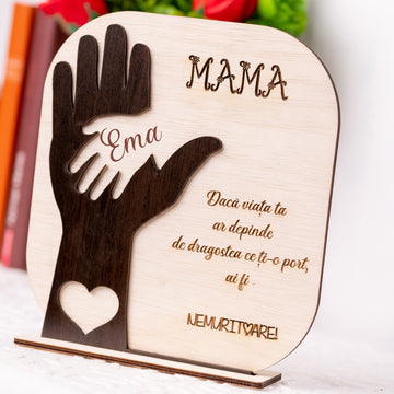 Cadou pentru mama - Placheta din lemn cu NUME GRAVAT - Cadouri Originale